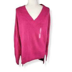 a.n.a Catalina Pink oversized v-neck sweater M